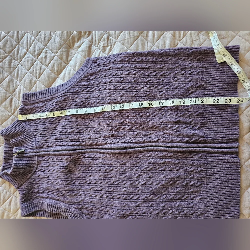 Pendleton Unisex Soft‎ Purple Cotton Preppy Cable Knit Full Zip Vest Sz XL